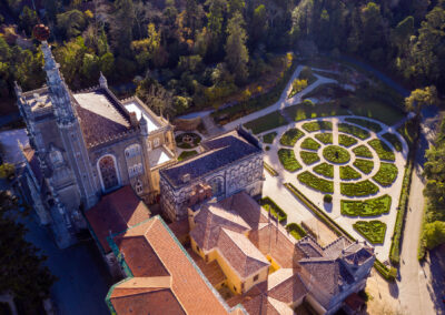 Vista aérea del conjunto del Palace Hotel, Convento y "jardín novo"